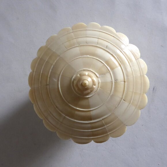 VINTAGE NEW HANDCRAFTED LIDDED OPIUM BOX BONE INLAY OVER WOOD TRINKET DISH - Picture 4 of 8